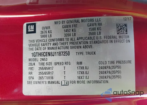 2018 GMC Canyon All Terrain W/Cloth from USA, damaged, VIN 1GTH6CEN8J1187250